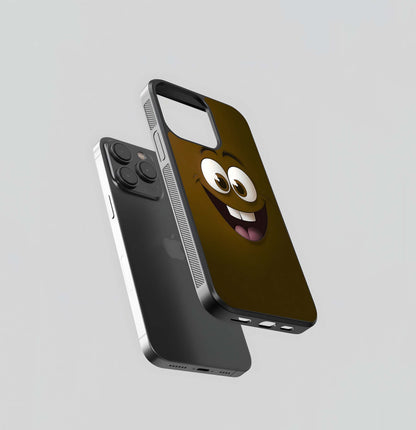 3D Wide-Grinning Cartoon Face in Brown Glass Case