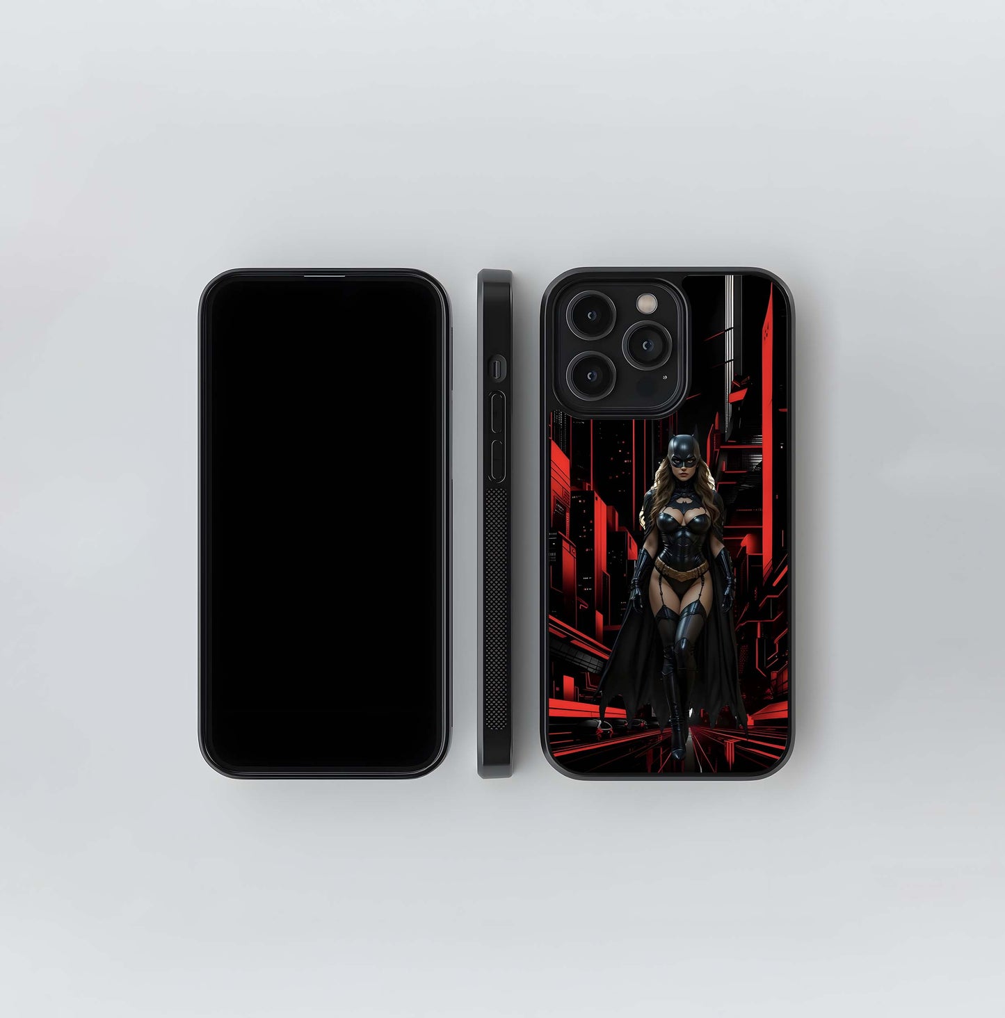 Batgirl in Red and Black City Glass Case