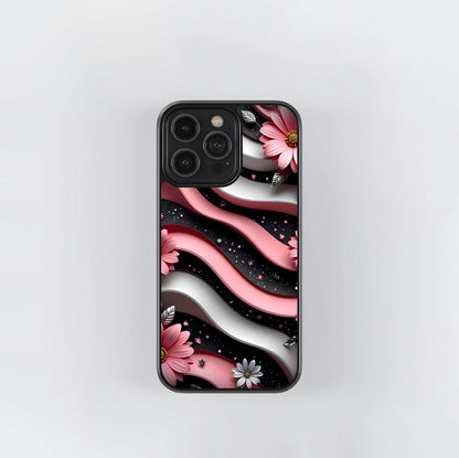 Maroon Glitter Chevron Glass Case