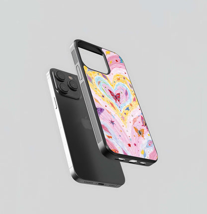 Butterfly Heart Galaxy Glass Case