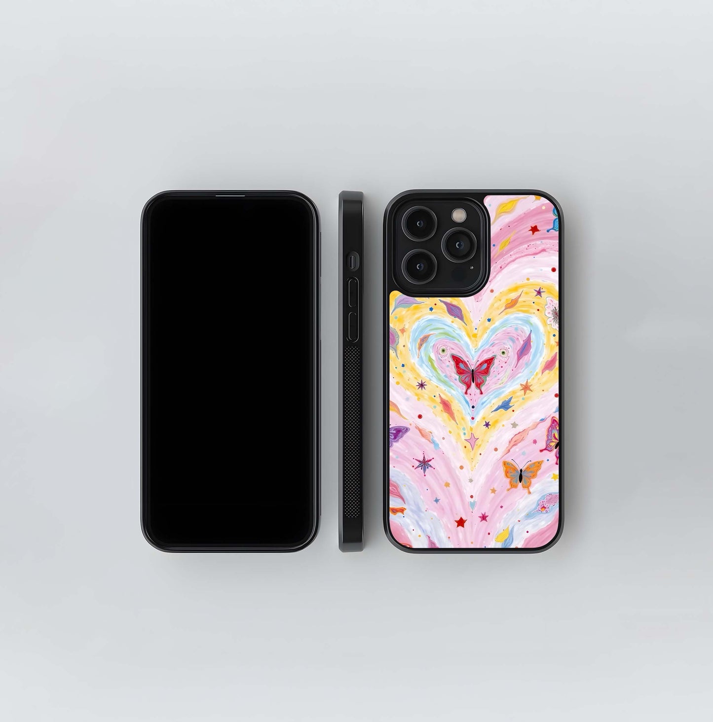 Butterfly Heart Galaxy Glass Case