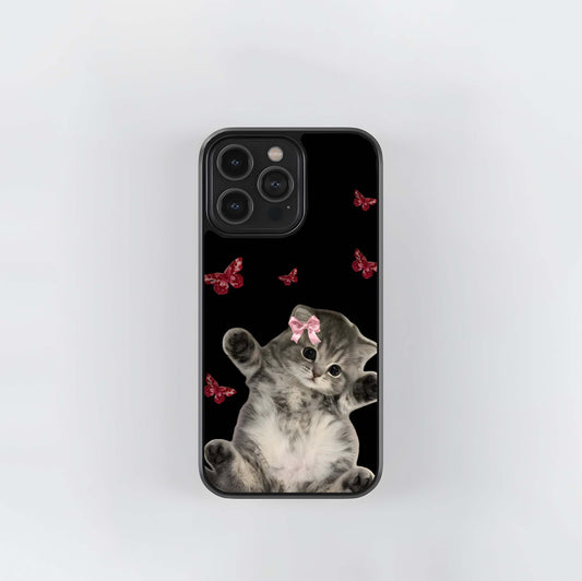 Butterfly Kitten Bliss Glass Case