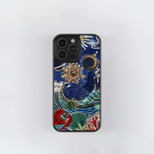 Beaded Celestial Ocean Mosaic Glass Case