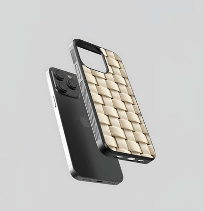 Woven Rattan Texture Glass Case