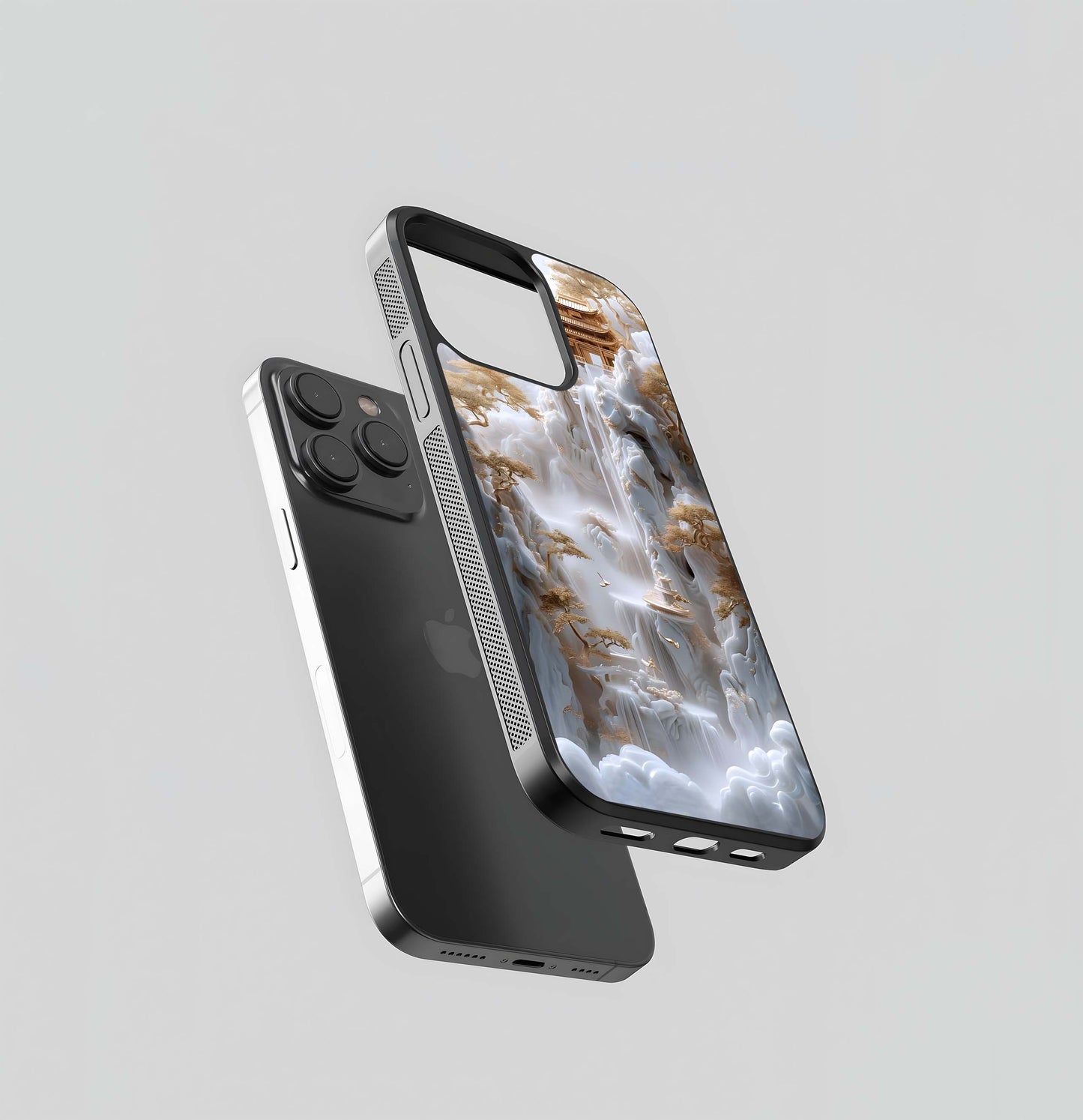 Celestial Gold and Jade Falls Glass Case