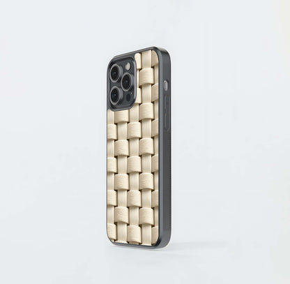 Woven Rattan Texture Glass Case