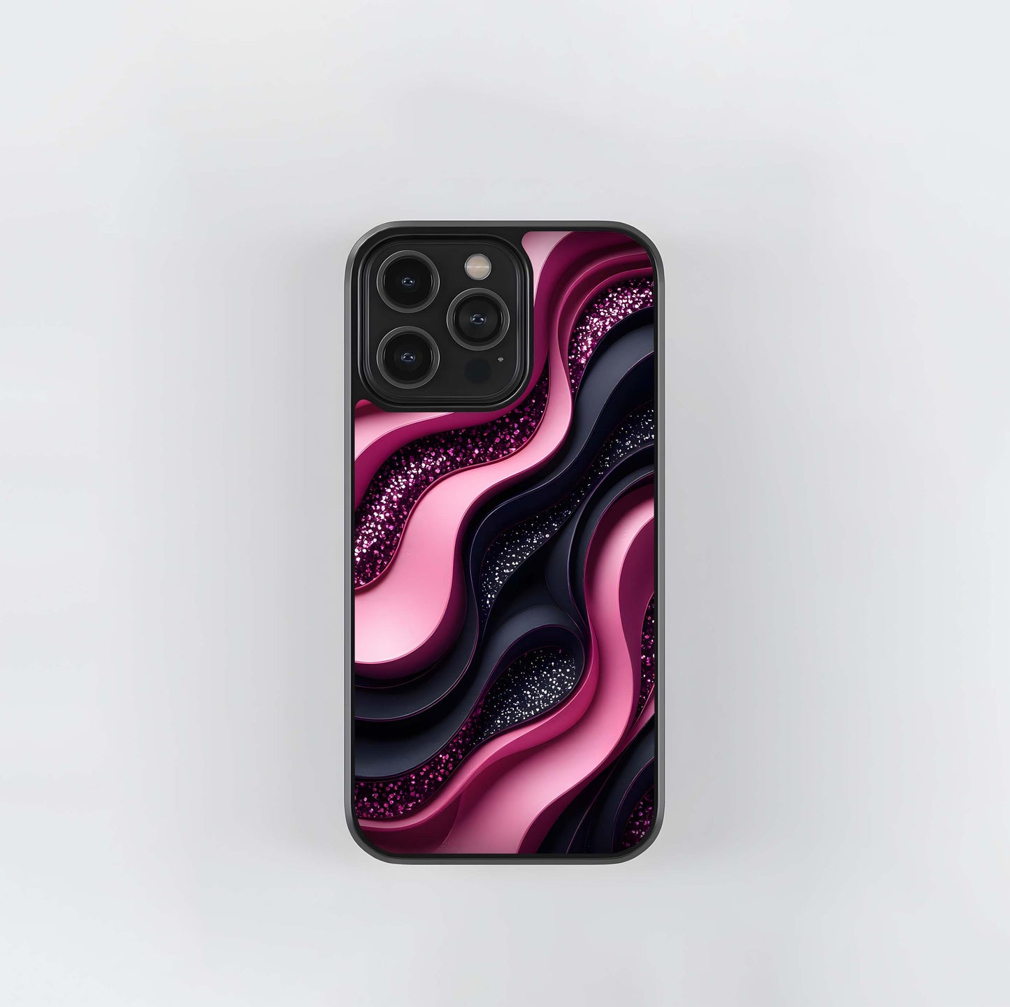 Metallic Pink Grid Glass Case