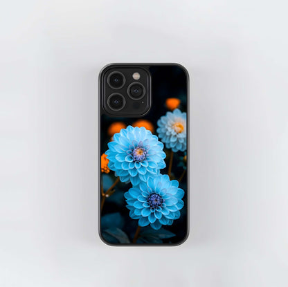 Midnight Blue Dahlias Glass Case