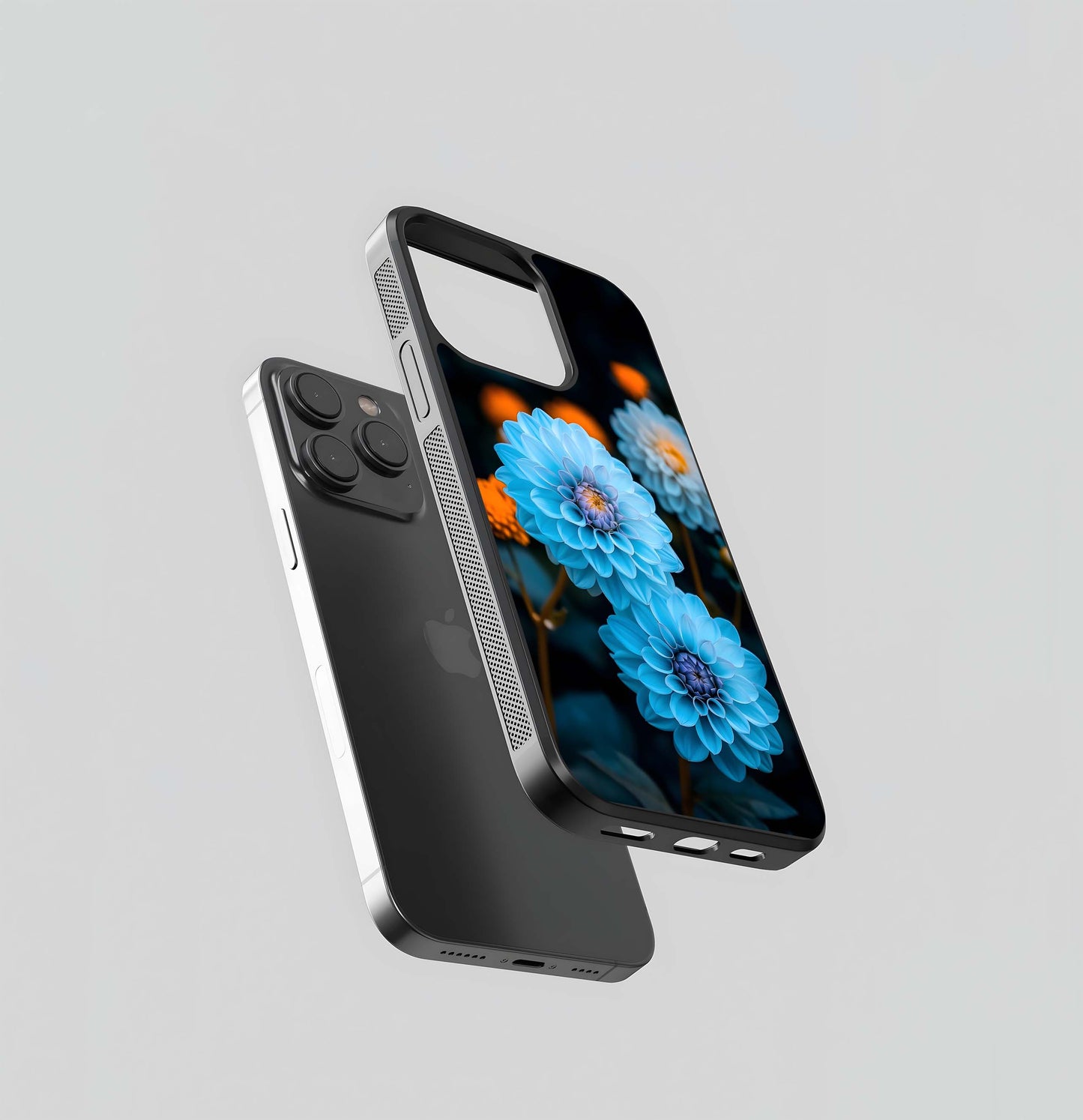 Midnight Blue Dahlias Glass Case