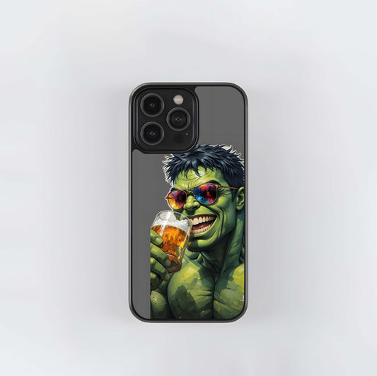 Smiling Hulk in Shades Drinking Beer Glass Case