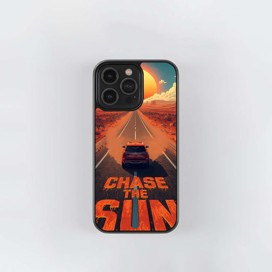 Chase The Sun Desert Highway Illustration Glass Case