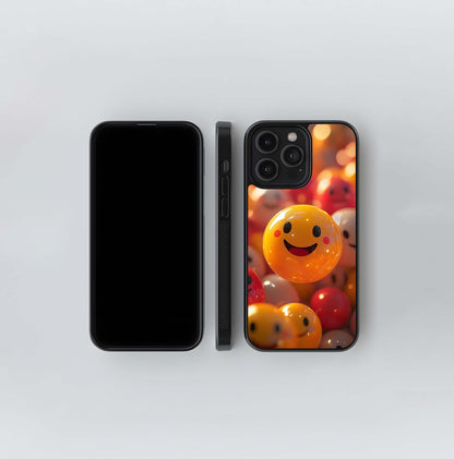 Floating 3D Smiley Face Emojis Glass Case