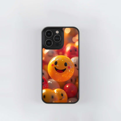 Floating 3D Smiley Face Emojis Glass Case