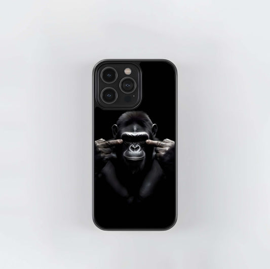 Ominous Blackout Gorilla Stare Glass Case