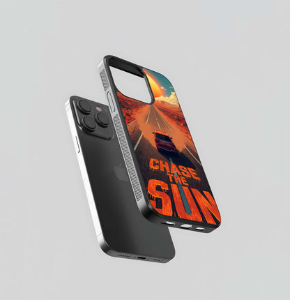 Chase The Sun Desert Highway Illustration Glass Case