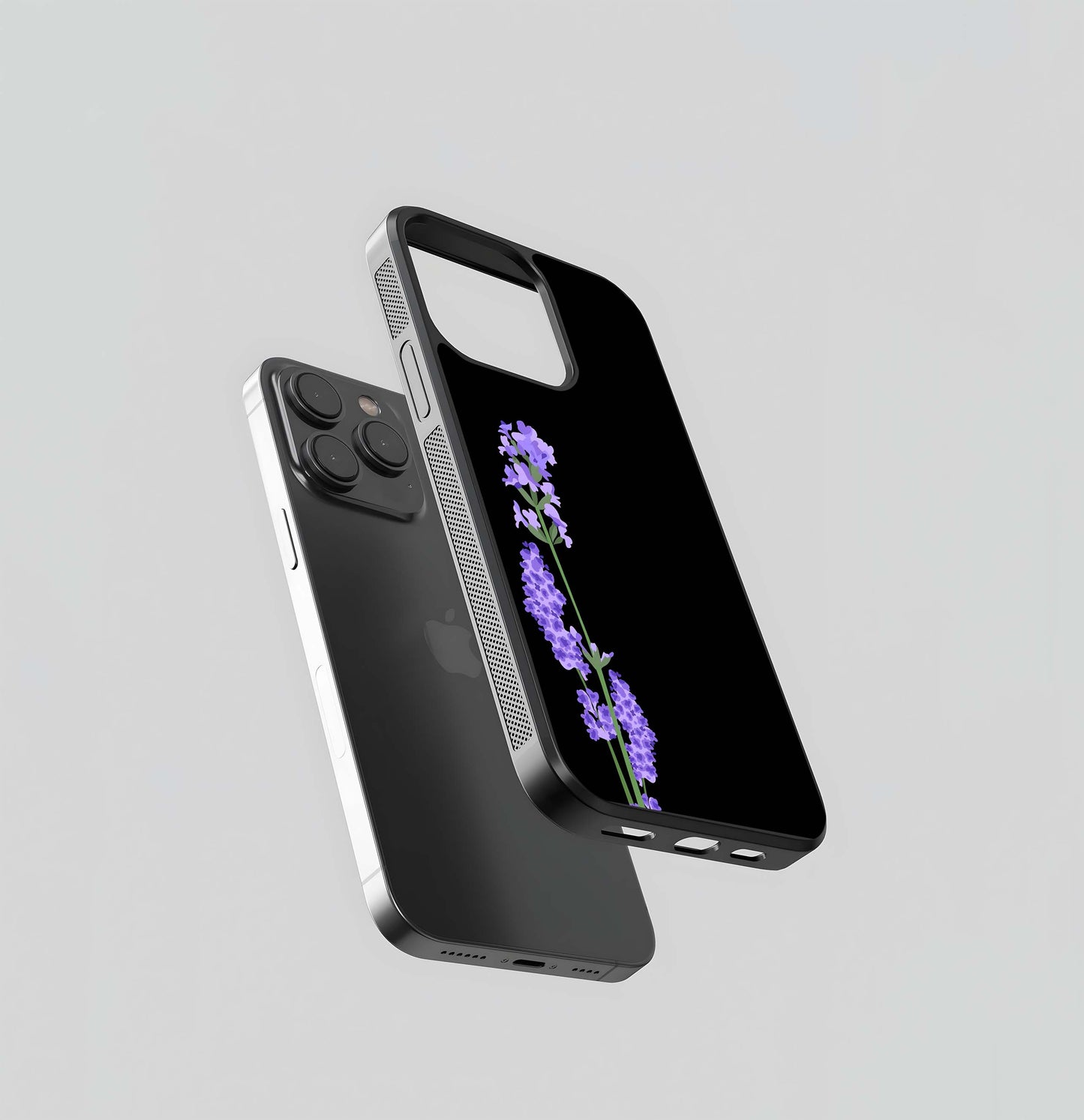 Lavender Bushy Flower Glass Case