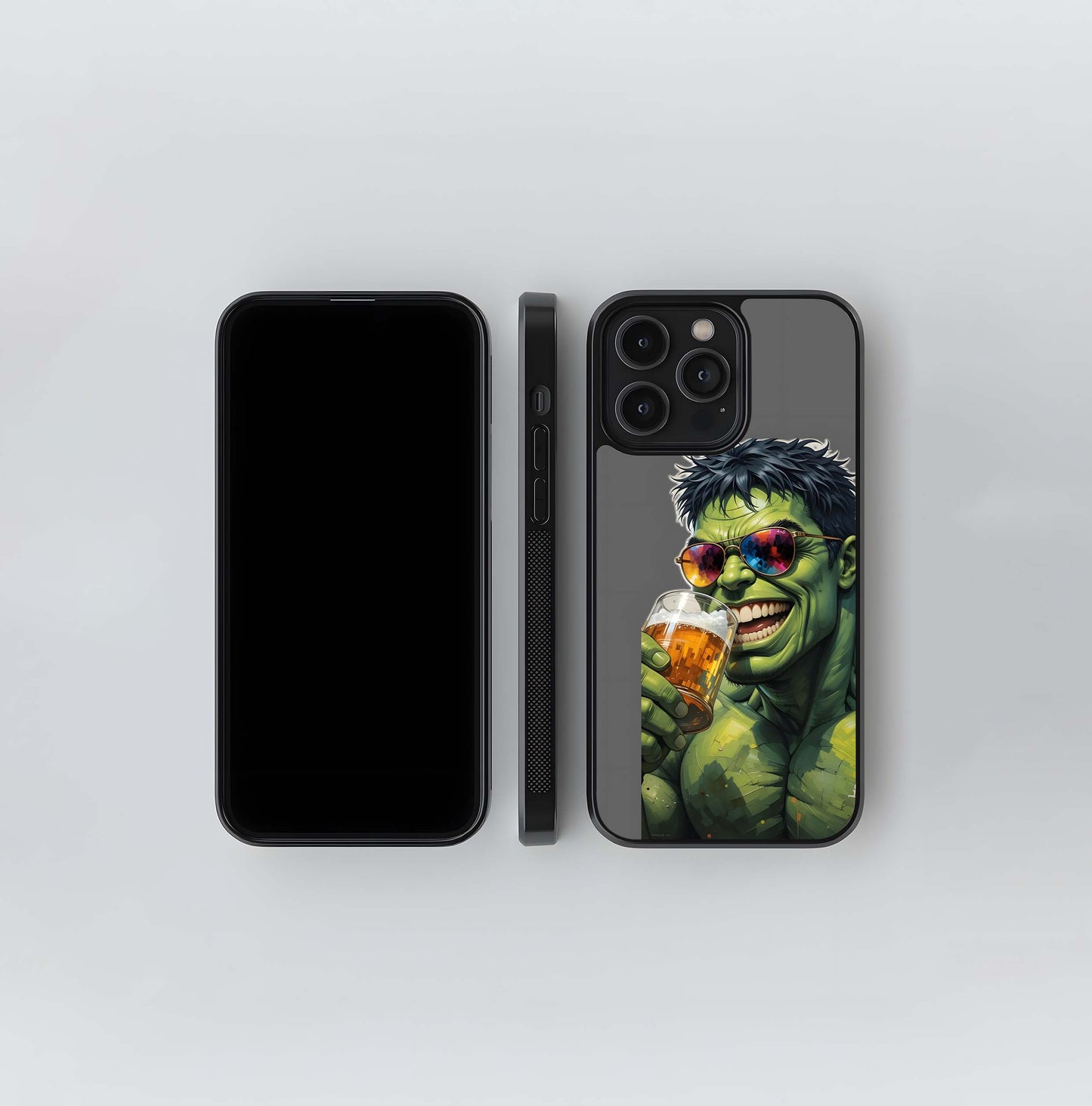 Smiling Hulk in Shades Drinking Beer Glass Case