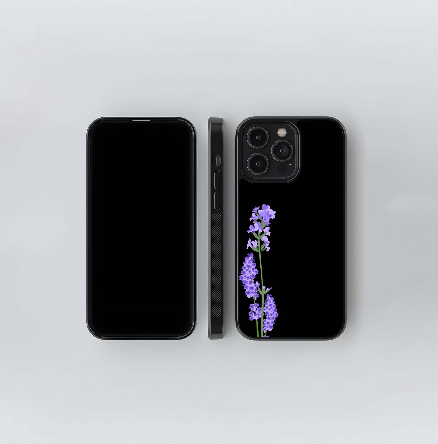 Lavender Bushy Flower Glass Case