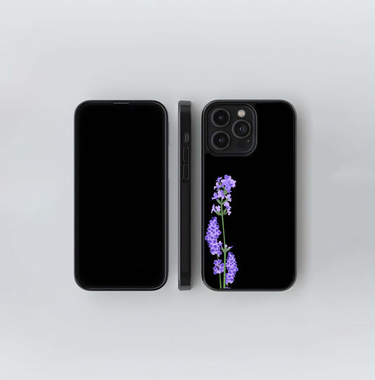 Lavender Bushy Flower Glass Case