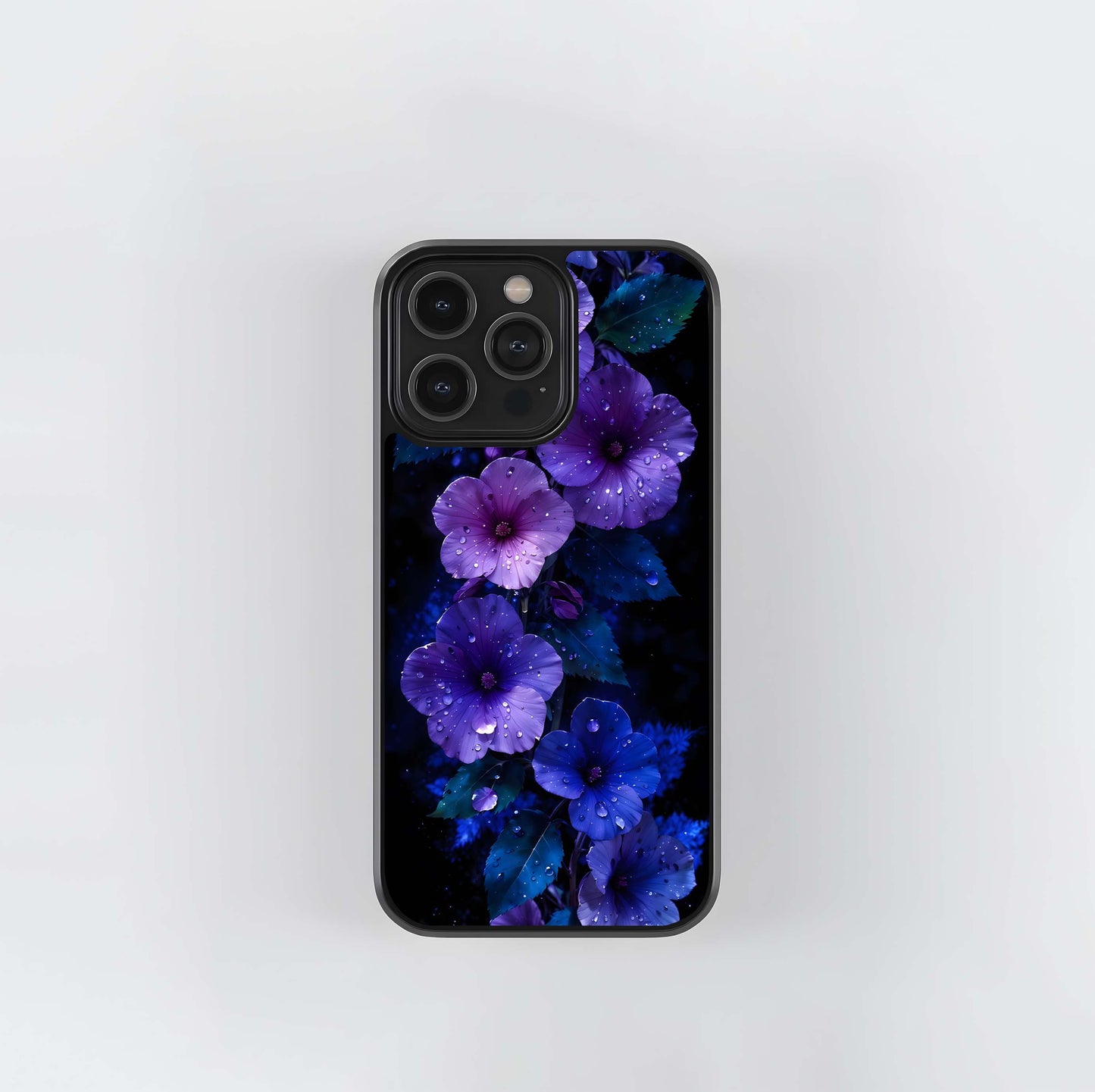 Midnight Purple Blossoms Glass Case