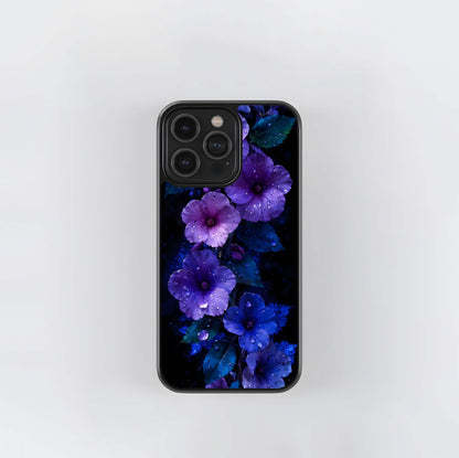 Midnight Purple Blossoms Glass Case