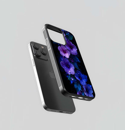 Midnight Purple Blossoms Glass Case