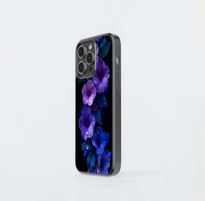 Midnight Purple Blossoms Glass Case