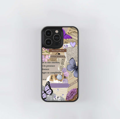 Butterfly Wings Collage Glass Case