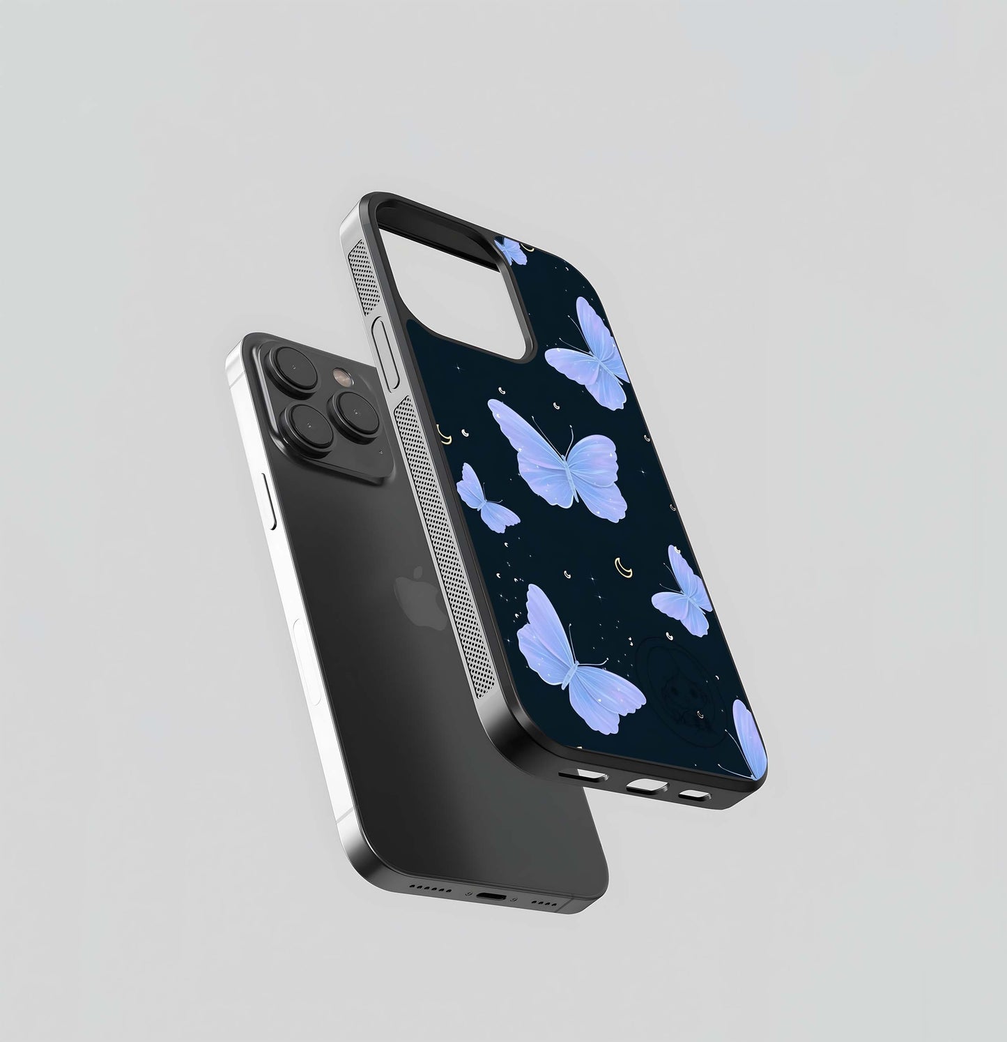 Butterfly With Stars Pattern Glass Case