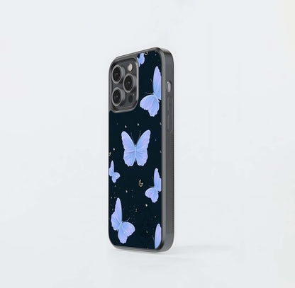 Butterfly With Stars Pattern Glass Case