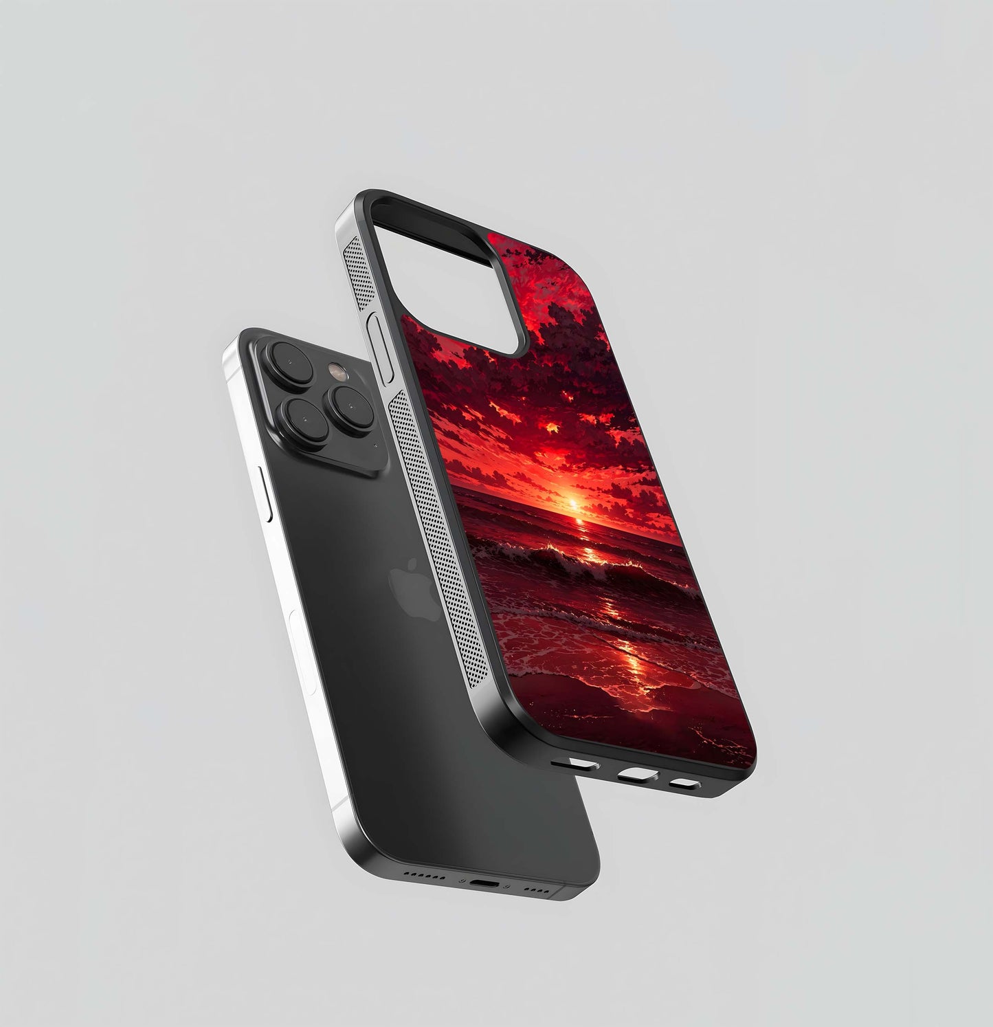 Fiery Red Ocean Glass Case