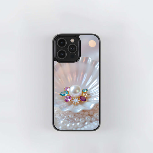 Celestial Pearl & Gemstone Shell Glass Case