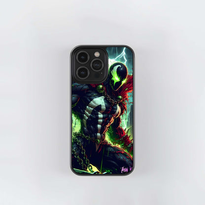 Spawn in Rain and Neon Green Lightning Glass Case