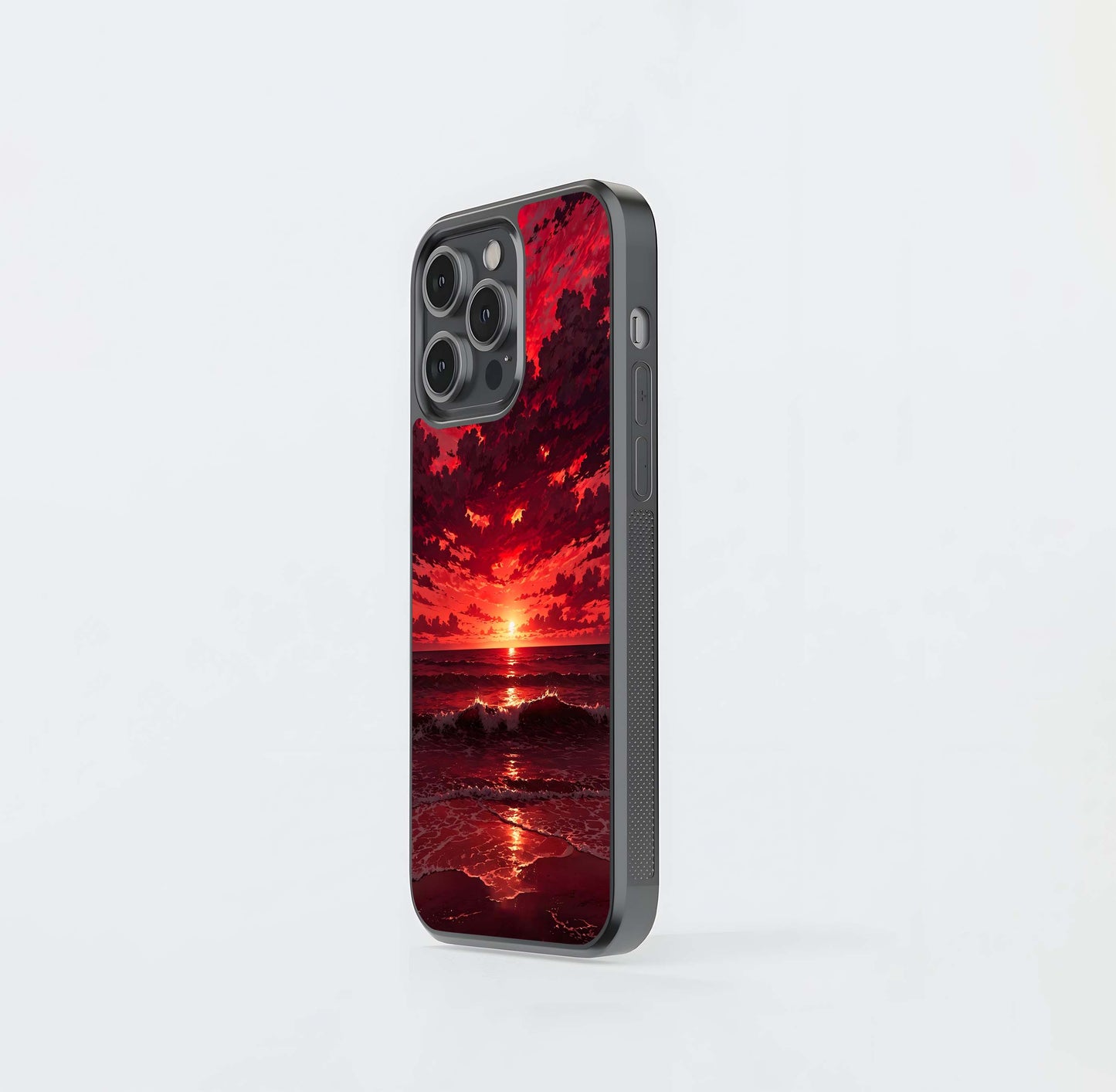 Fiery Red Ocean Glass Case