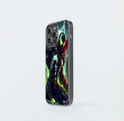 Spawn in Rain and Neon Green Lightning Glass Case