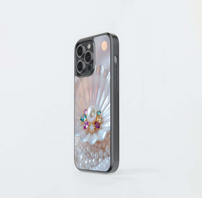 Celestial Pearl & Gemstone Shell Glass Case