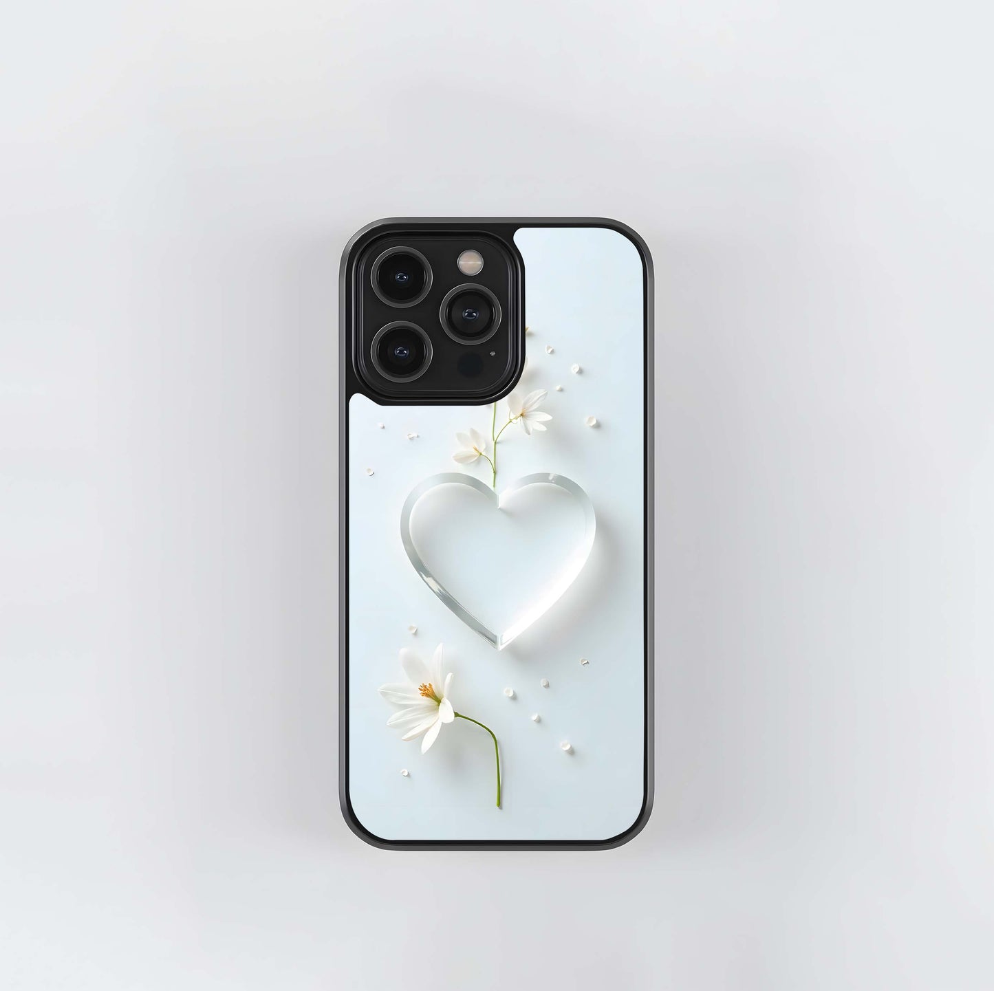 Minimalist Glass Heart Floral Glass Case