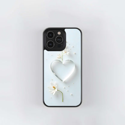 Minimalist Glass Heart Floral Glass Case
