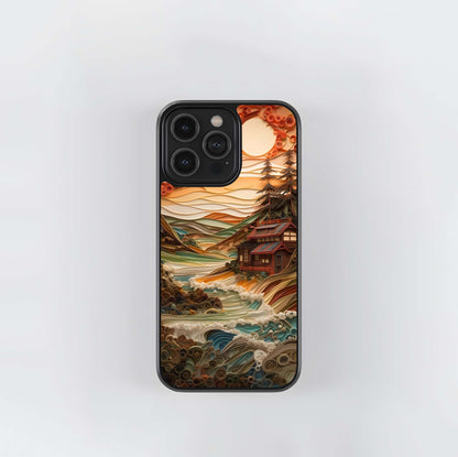 Cabin with Autumn Glass Case