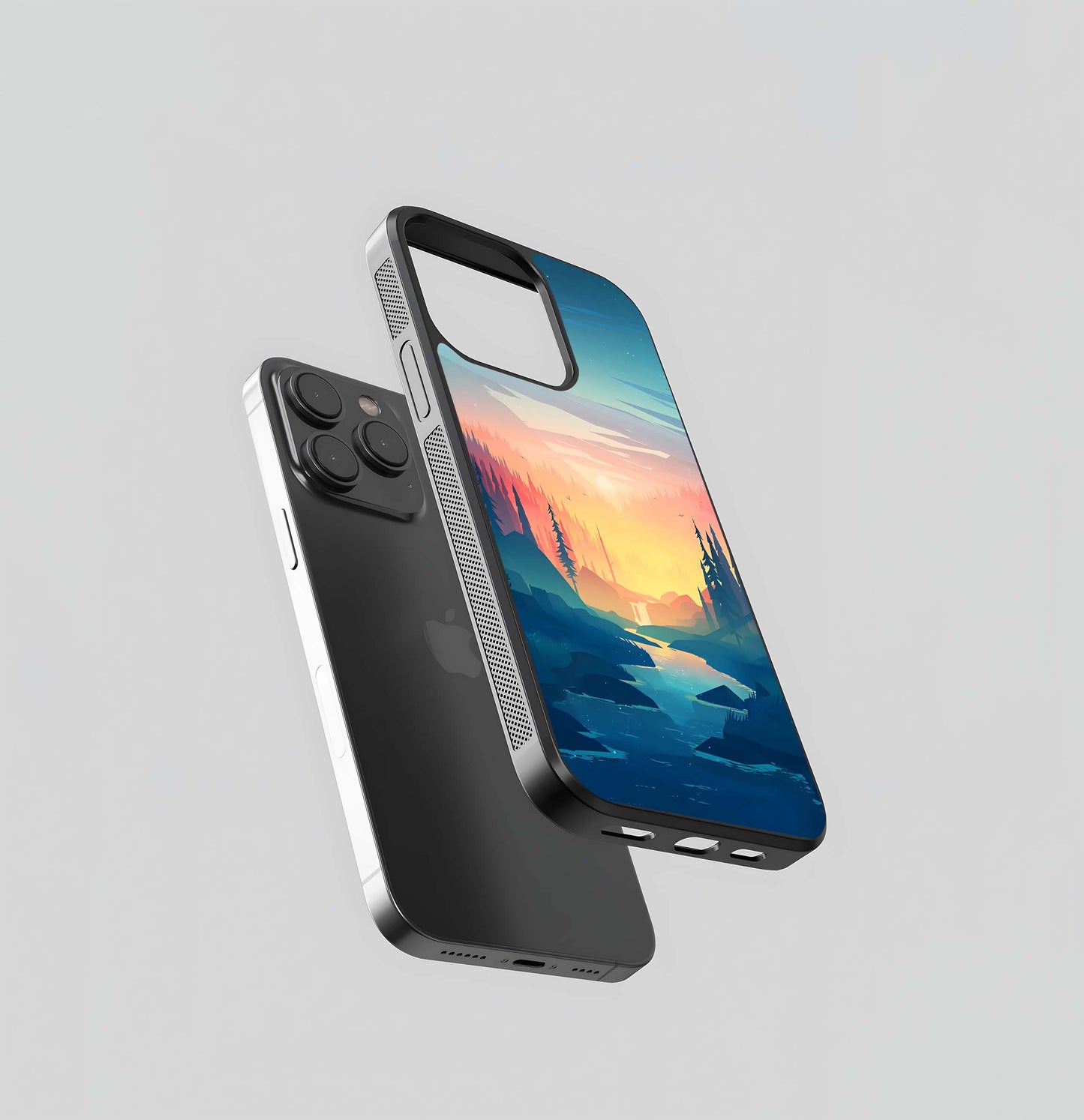 Minimalist Sunset River Valley Glass Case