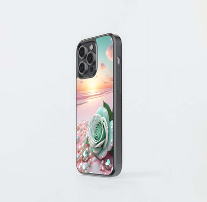 Mint Rose Sunrise Glass Case