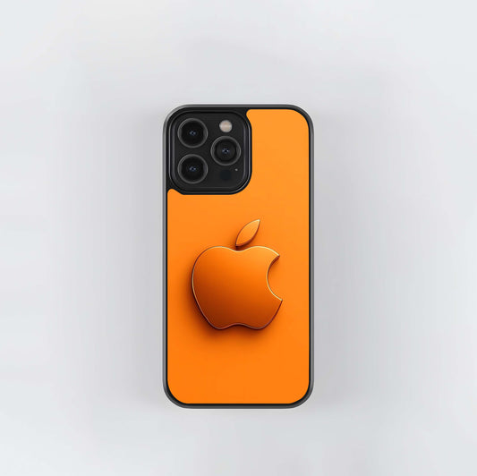 Monochromatic Orange Apple Logo Glass Case