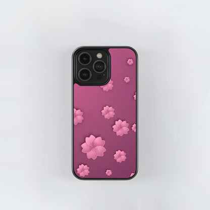 Monochromatic Paper Blossoms Glass Case