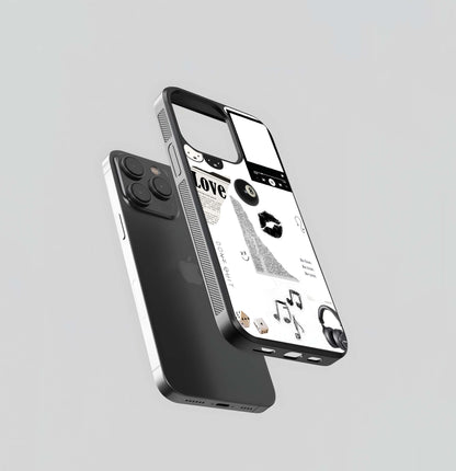 Monochrome Collage Glass Case