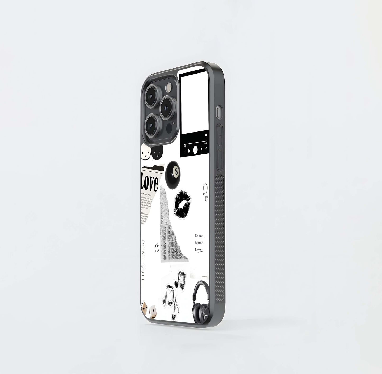 Monochrome Collage Glass Case