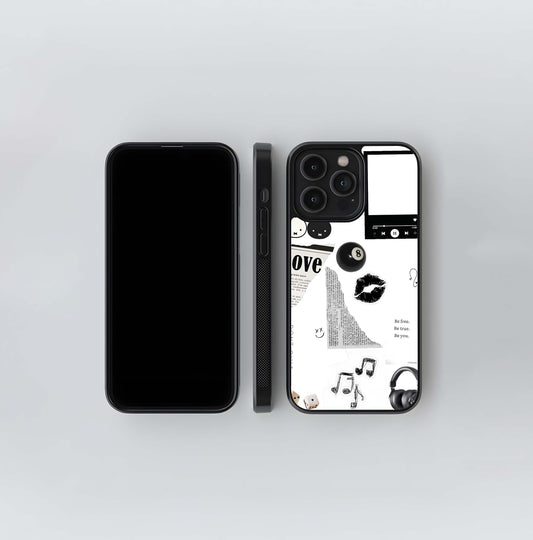 Monochrome Collage Glass Case