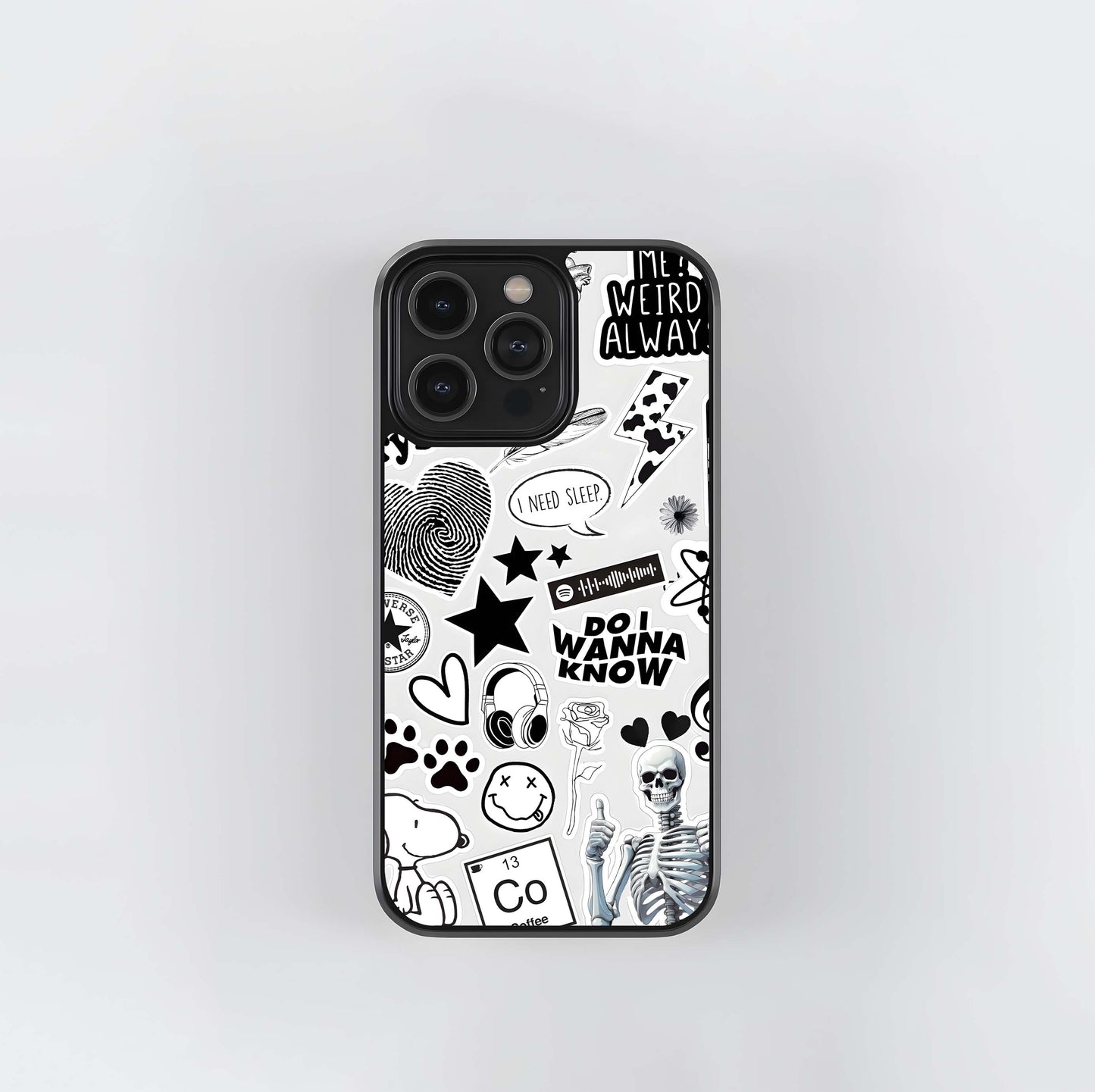 Monochrome Edge Collage Glass Case