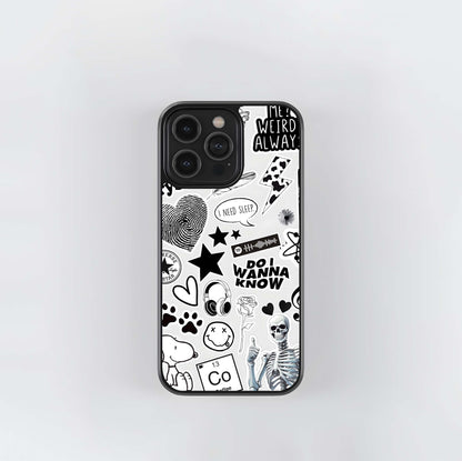 Monochrome Edge Collage Glass Case