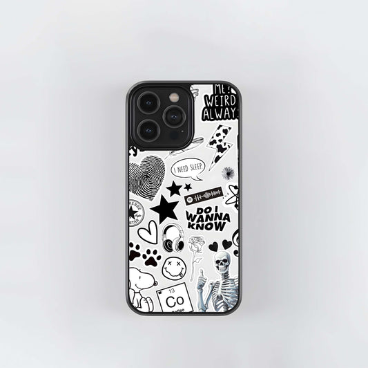 Monochrome Edge Collage Glass Case