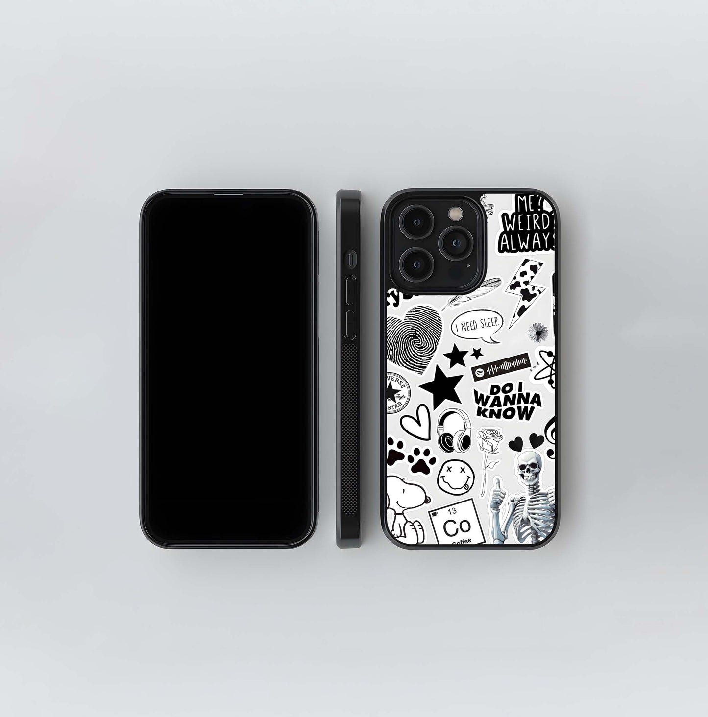 Monochrome Edge Collage Glass Case